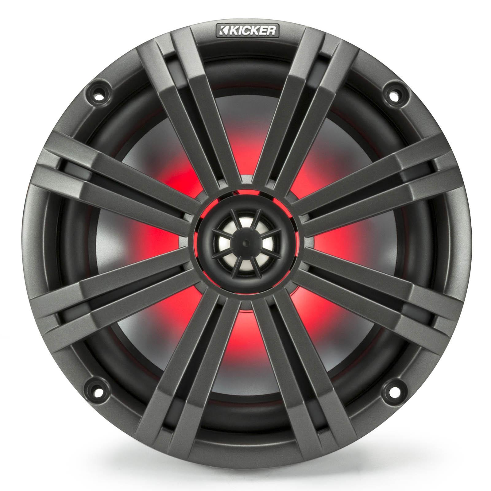 Photos - Car Speakers Kicker KM8L-4 8" Marine Coaxial LED Speaker Charcoal 4 Ohm 